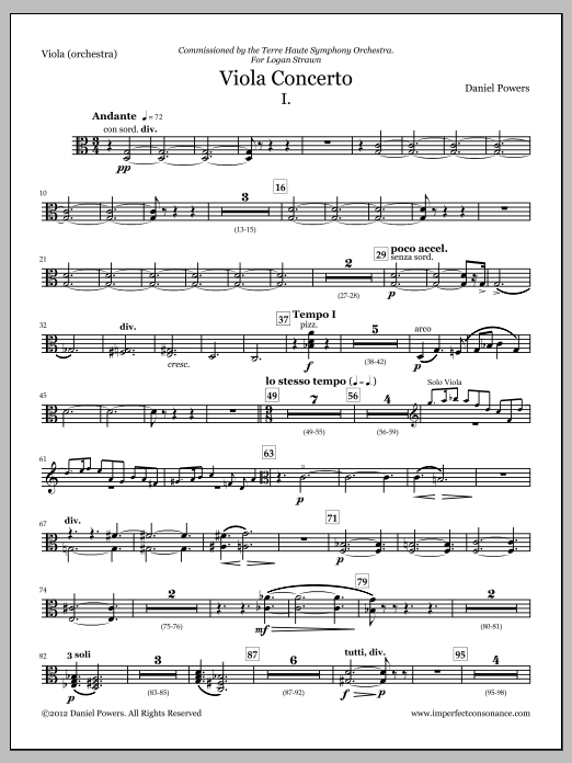 Viola Concerto (full score and orchestra parts) - Viola