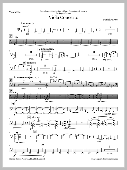 Viola Concerto (full score and orchestra parts) - Violoncello