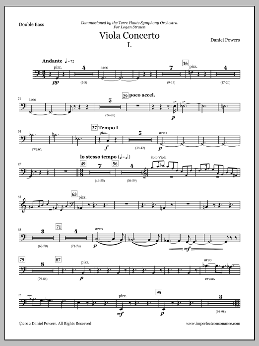Viola Concerto (full score and orchestra parts) - Contrabass