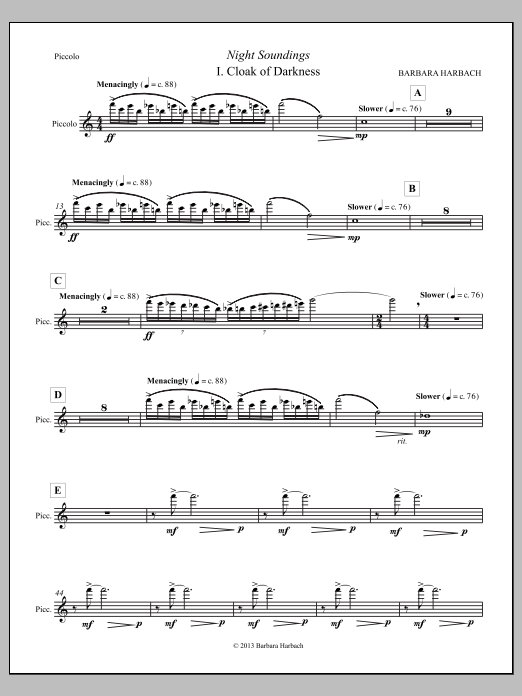 Night Soundings for Orchestra - Piccolo