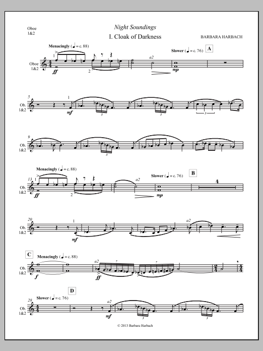 Night Soundings for Orchestra - Oboe
