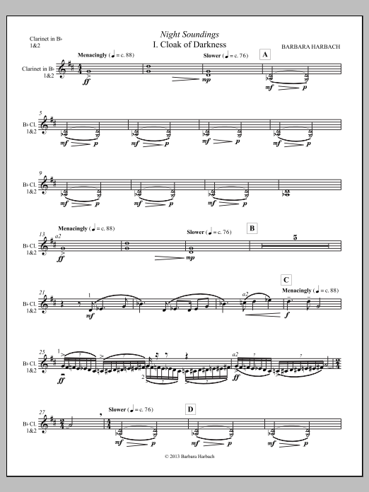 Night Soundings for Orchestra - Clarinet