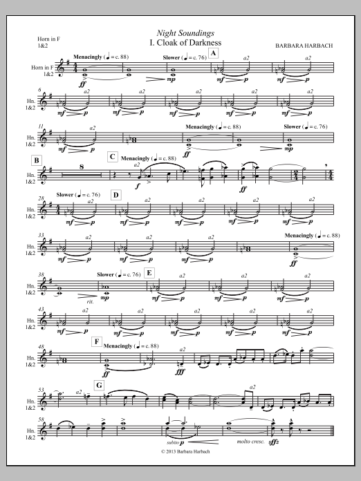Night Soundings for Orchestra - F Horn