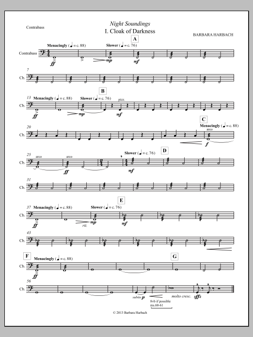 Night Soundings for Orchestra - Contrabass