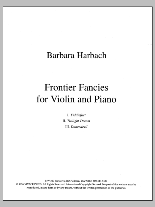Frontier Fancies for Violin and Piano - Full Score