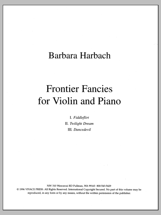 Frontier Fancies for Violin and Piano - Violin