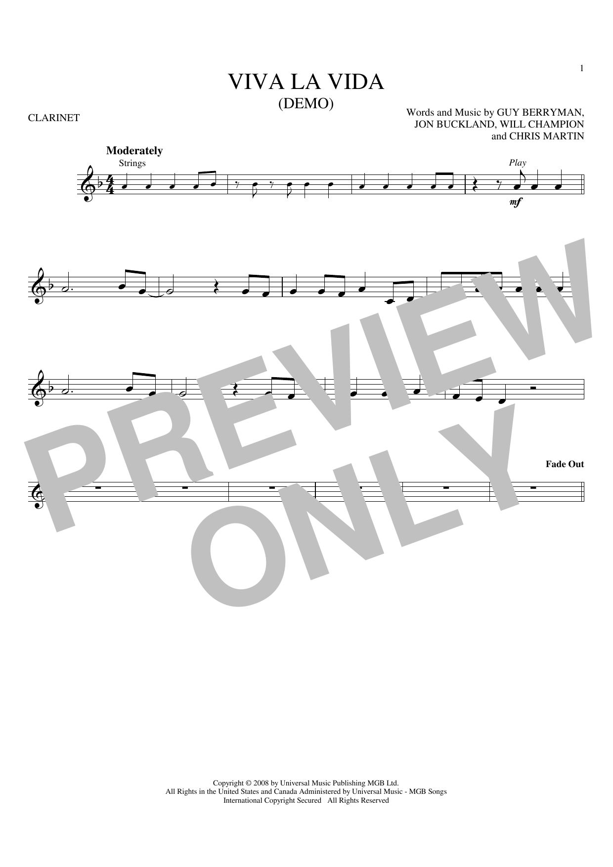 Viva La Vida (DEMO) Noten Coldplay PlayAlong Demo PlayAlong