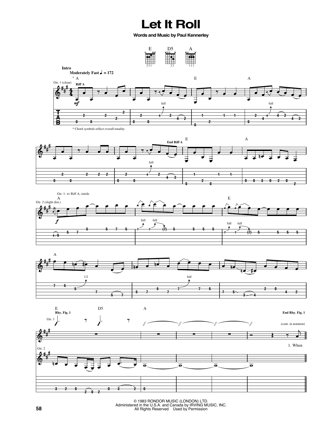 Let It Roll: Guitar Tab
