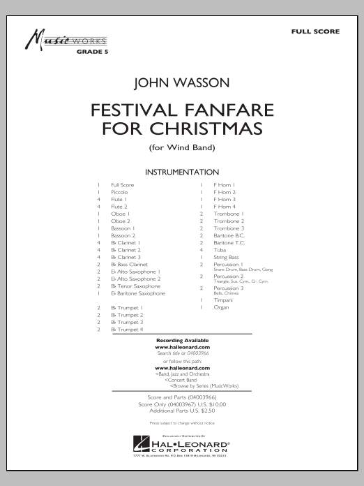 Festival Fanfare for Christmas (for Wind Band) - Conductor Score (Full Score) Digital Sheet Music