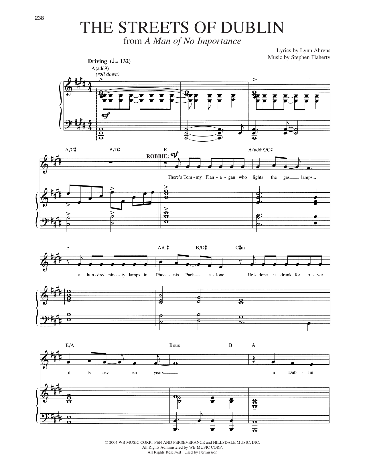 The Streets Of Dublin (from A Man Of No Importance): Piano Vocal