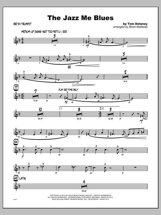 Jazz Me Blues, The 3rd Bb Trumpet Sheet Music Wallarab Jazz Ensemble