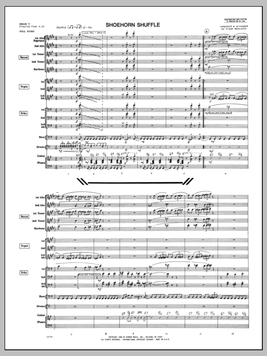 Shoehorn Shuffle Full Score Sheet Music Frank Mantooth Jazz Ensemble