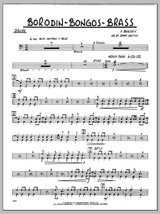 BorodinBongosBrass Drums Sheet Music Sammy Nestico Jazz Ensemble
