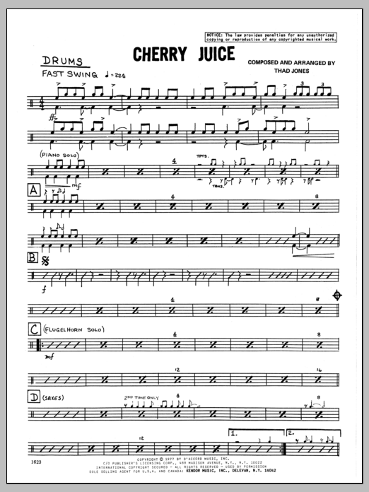 Cherry Juice - Drums - Jazz Ensemble - Sheet Music to Download