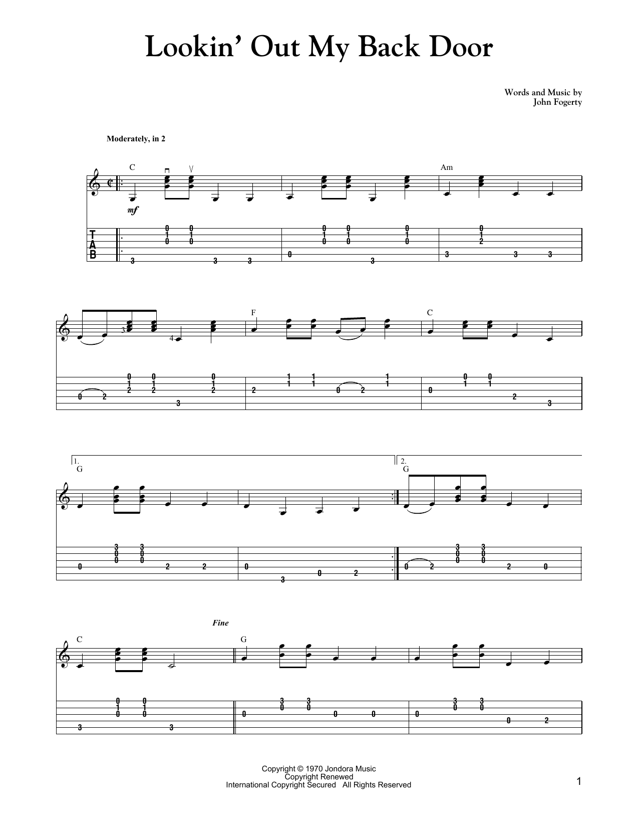 Looking Out My Backdoor Chords Sheet And Chords Collection Looking Out My Backdoor Chords Sheet And Chords Collection