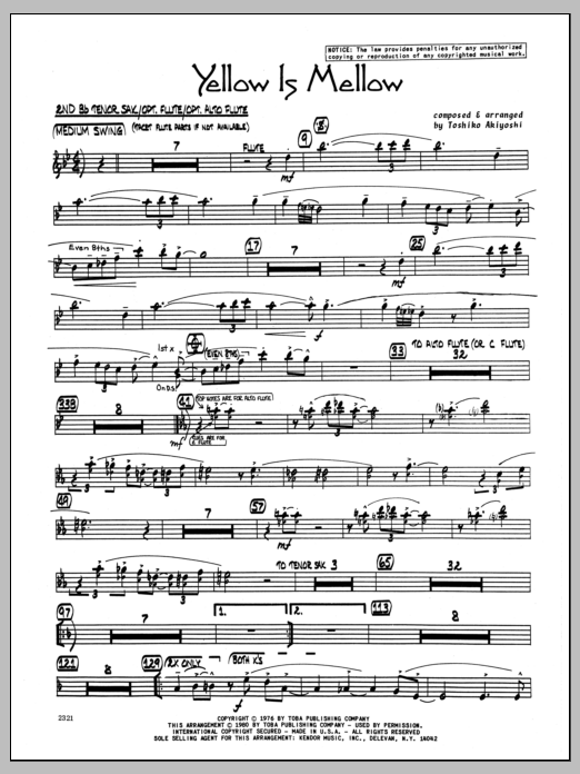 Yellow Is Mellow 2nd Bb Tenor Saxophone Noten Toshiko Akiyoshi