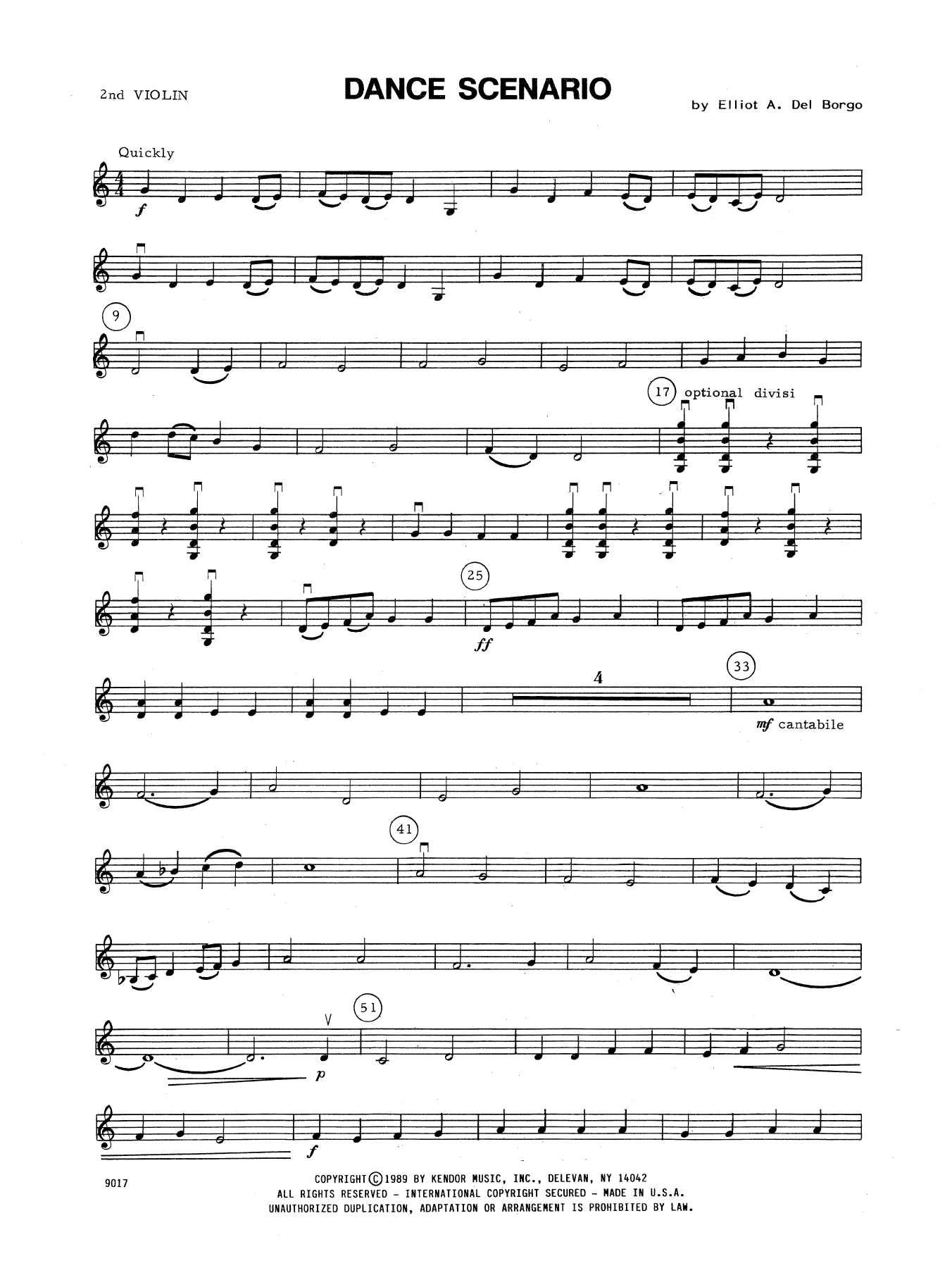 Dance Scenario 2nd Violin Sheet Music Elliot A. Del Orchestra