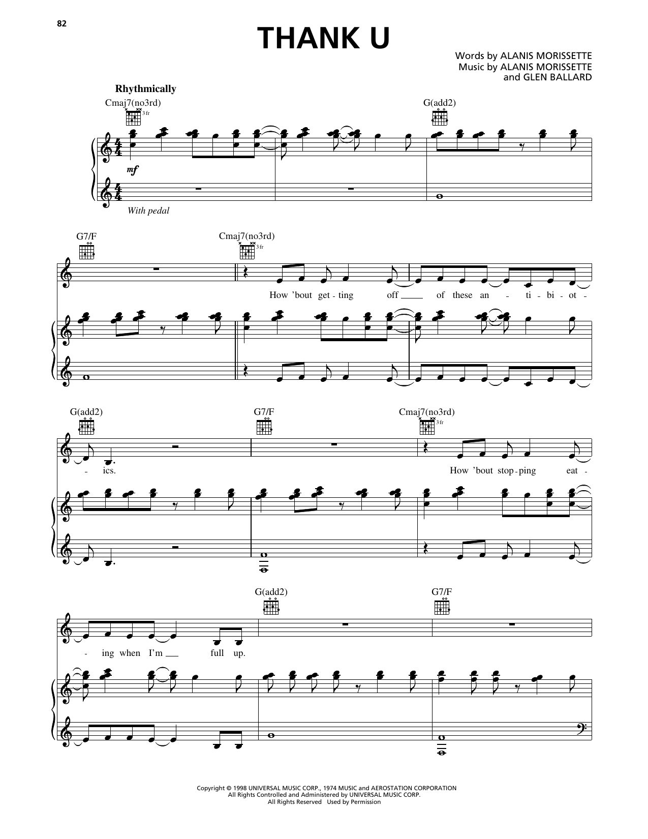 Thank U: Piano/Vocal/Guitar Sheet