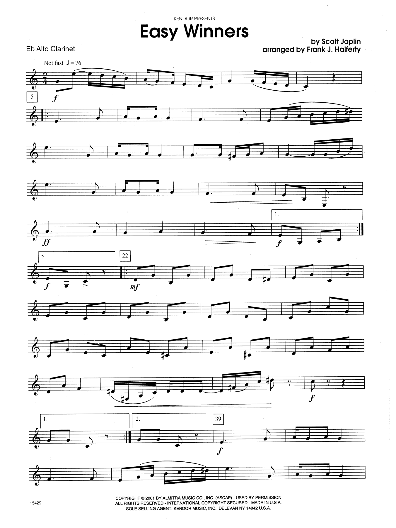 Easy Winners Eb Alto Sheet Music Direct