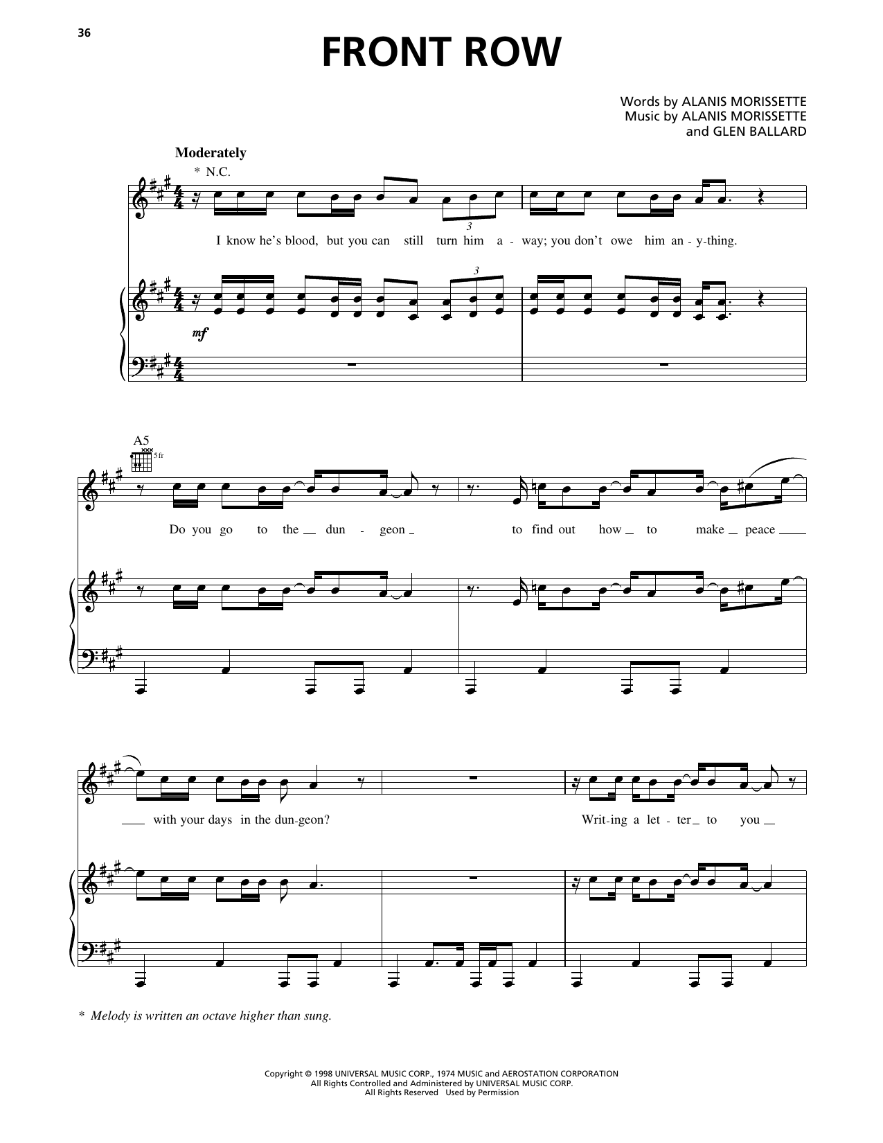 Front Row: Piano/Vocal/Guitar Sheet