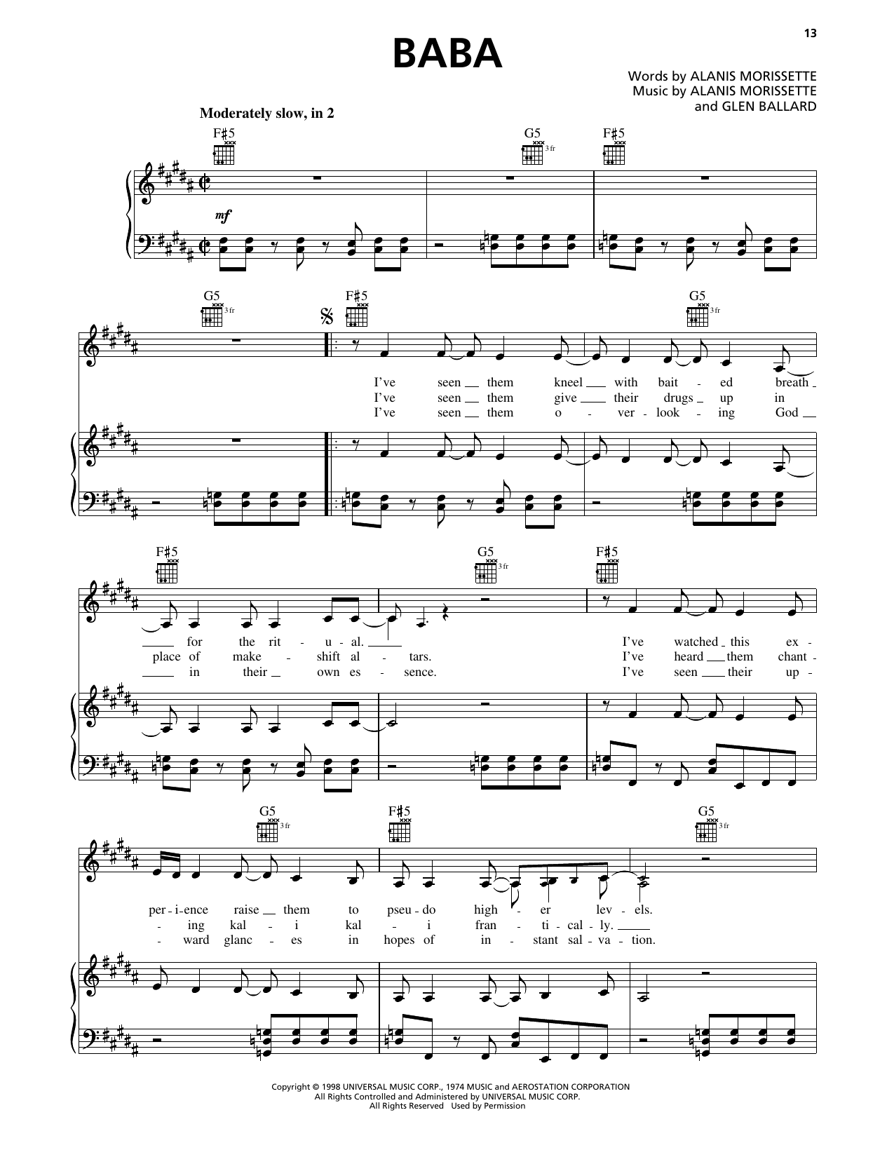 Baba: Piano/Vocal/Guitar Sheet
