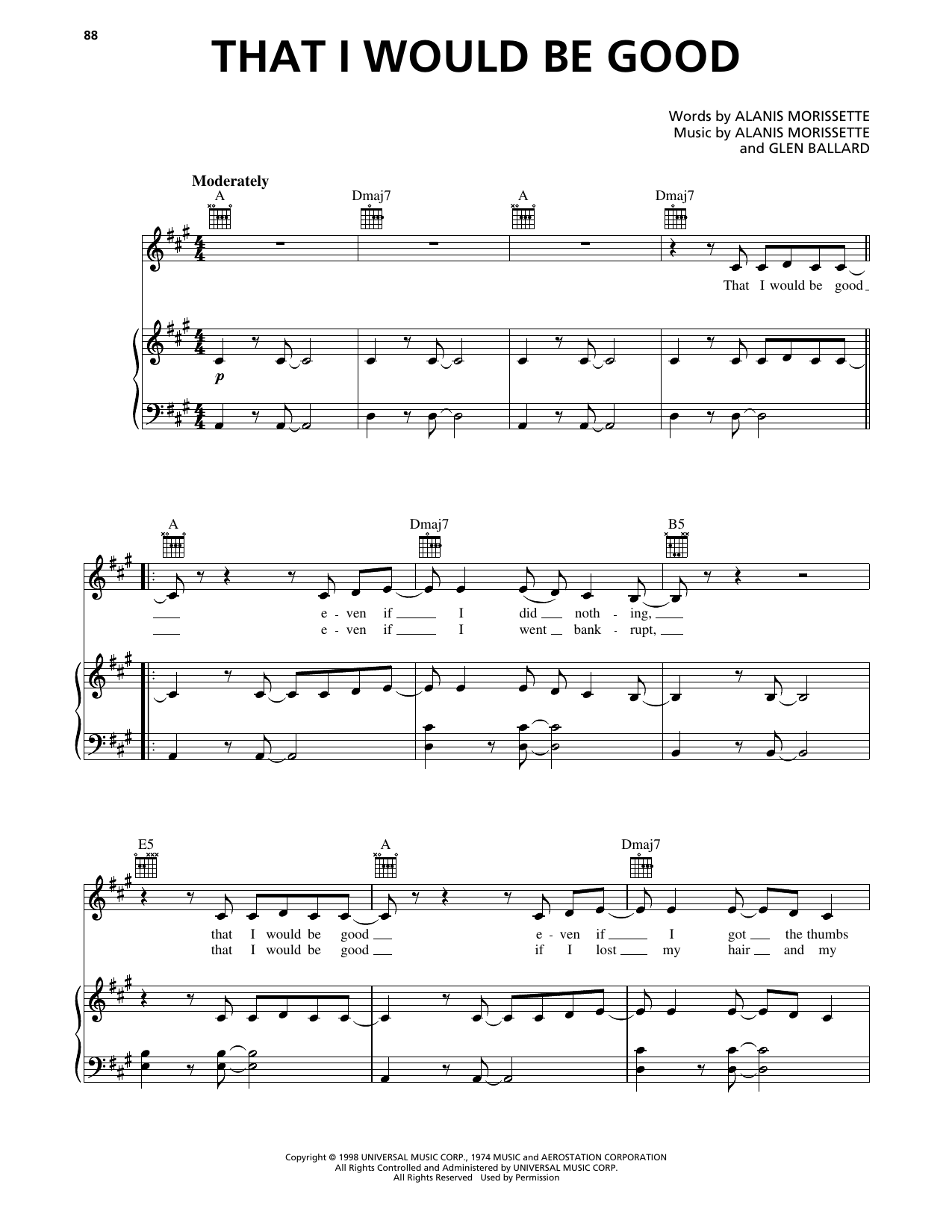That I Would Be Good: Piano/Vocal/Guitar Sheet