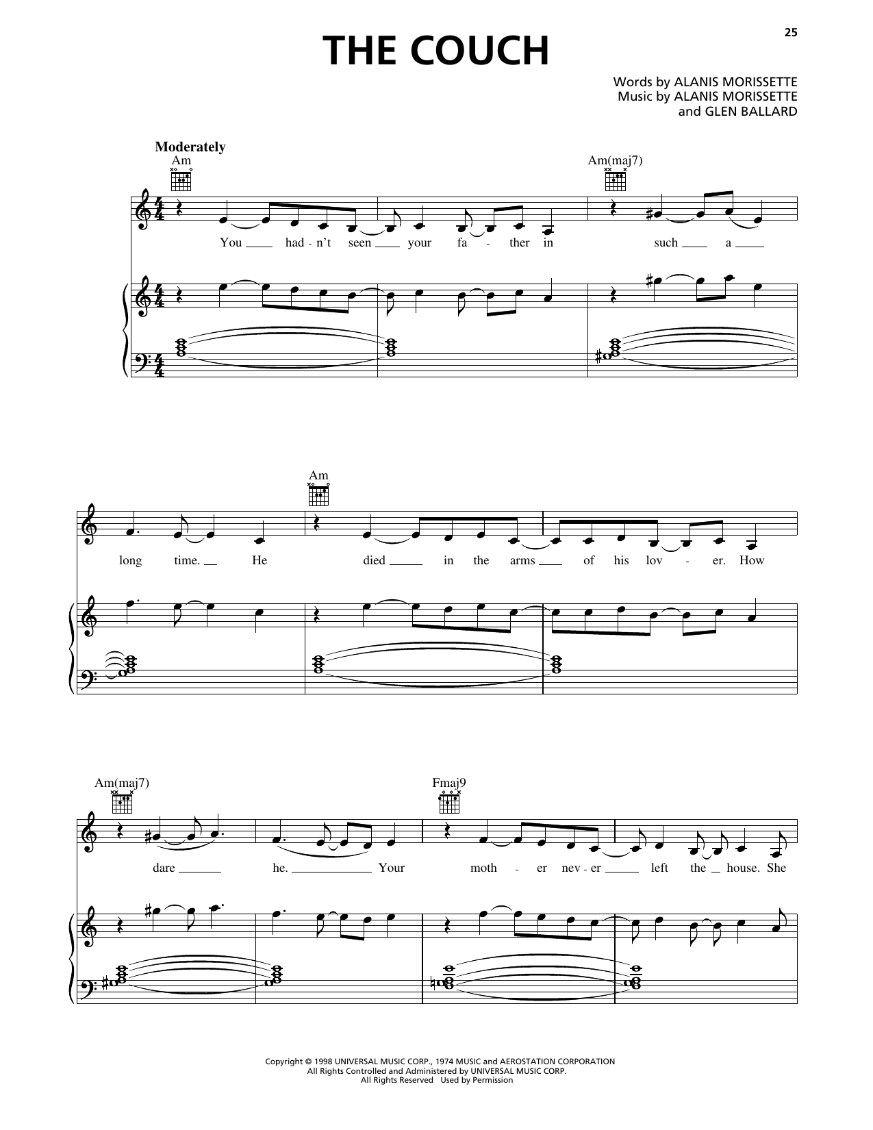 The Couch: Piano/Vocal/Guitar Sheet