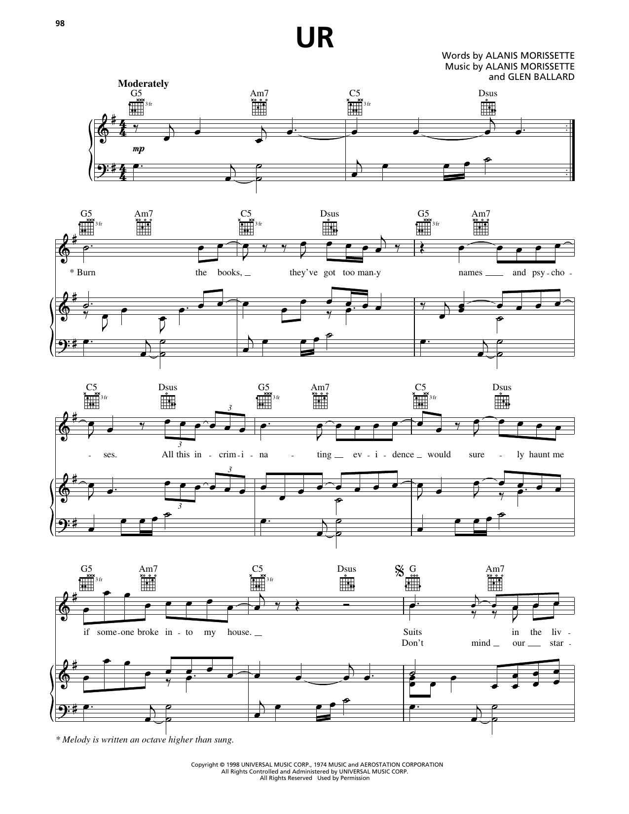 UR: Piano/Vocal/Guitar Sheet