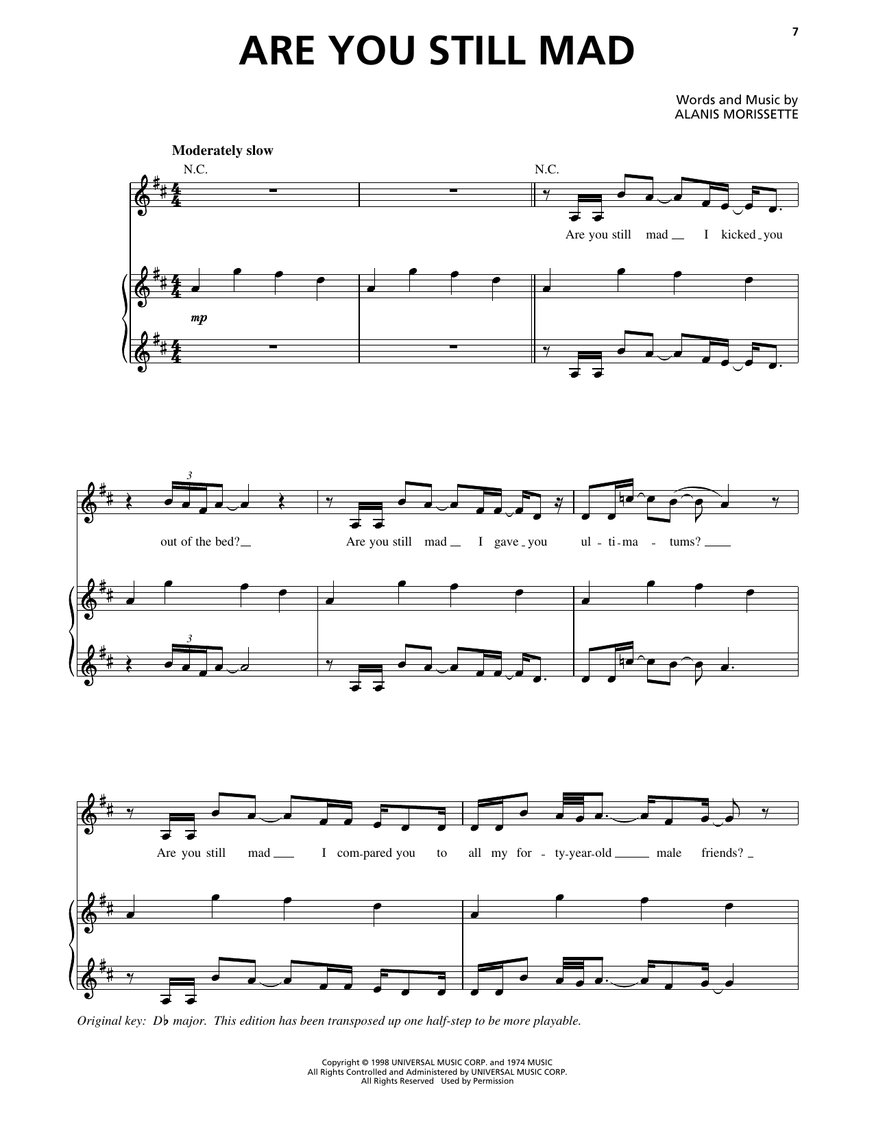 Are You Still Mad: Piano/Vocal/Guitar Sheet