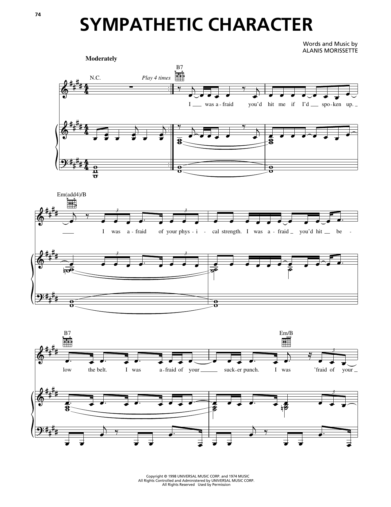 Sympathetic Character: Piano/Vocal/Guitar Sheet