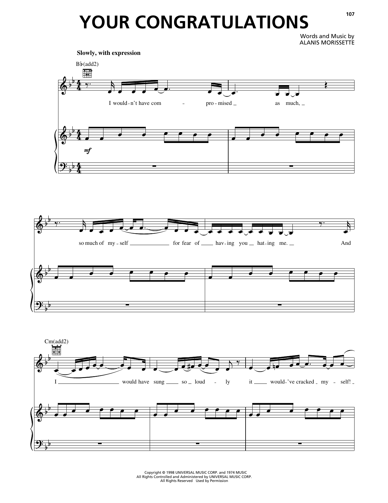 Your Congratulations: Piano/Vocal/Guitar Sheet