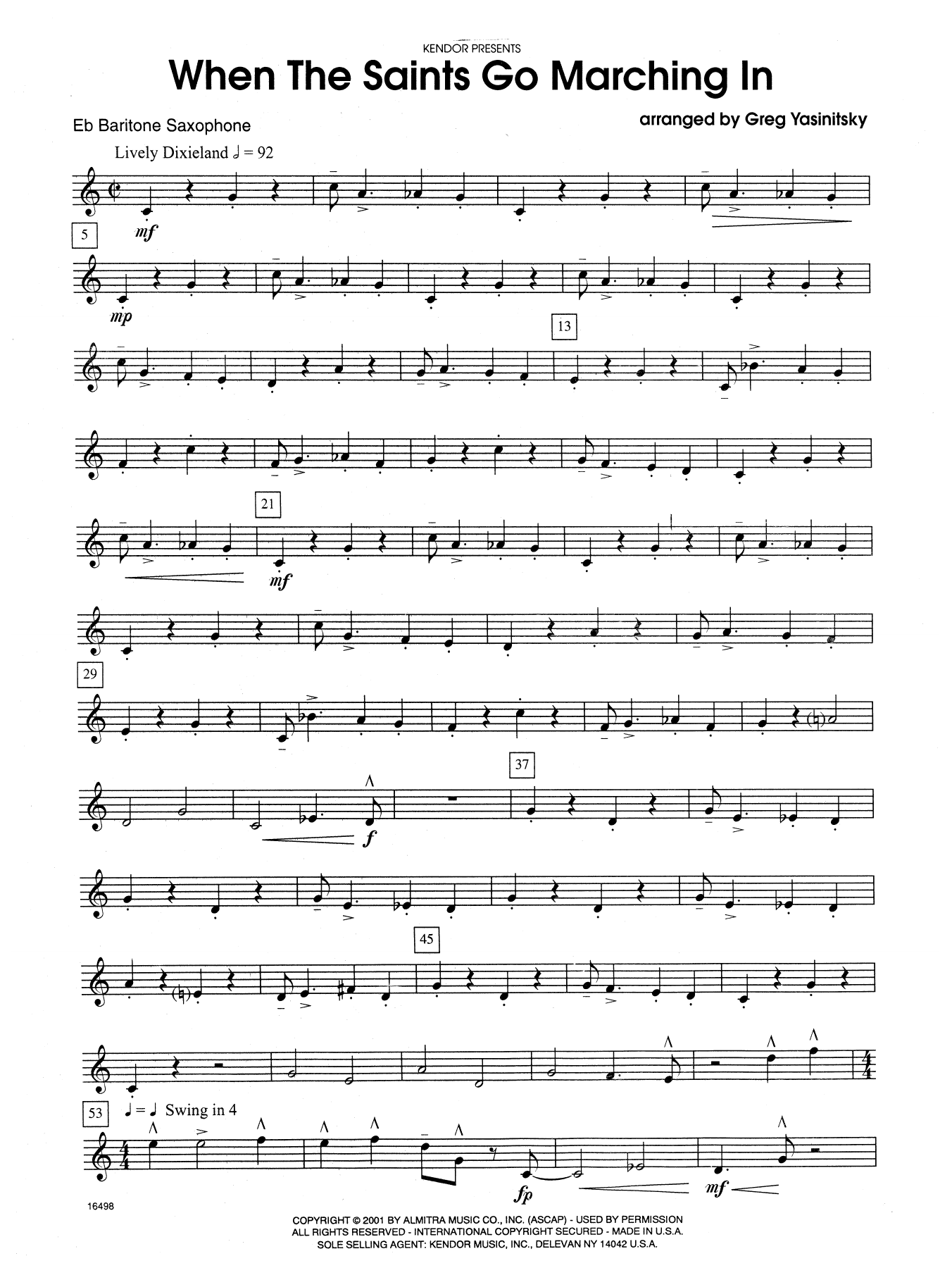 When the Saints Go Marching In Eb Baritone Saxophone Sheet Music Direct