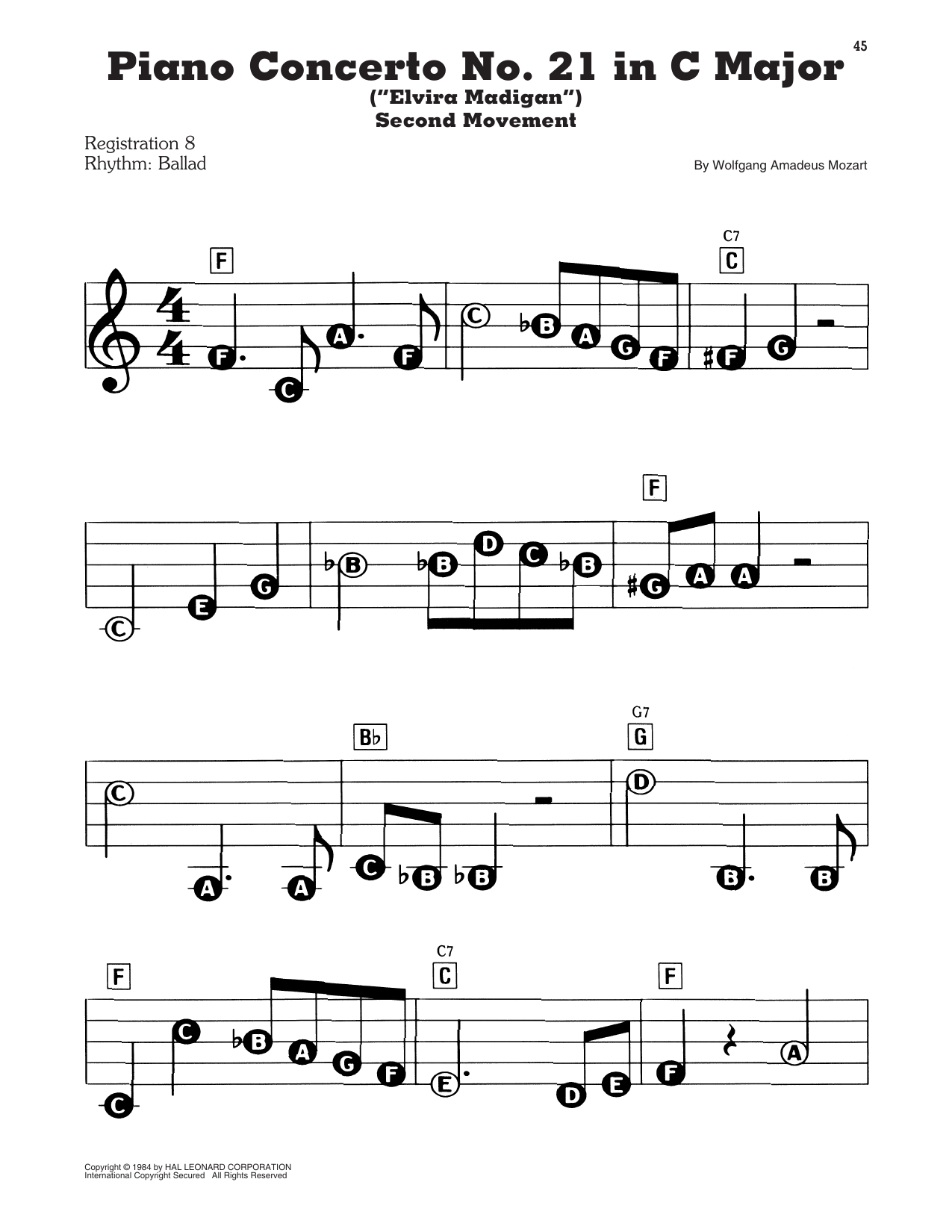 Piano Concerto No. 21 In C Major ("Elvira Madigan"), Second Movement Excerpt: E-Z Play Today