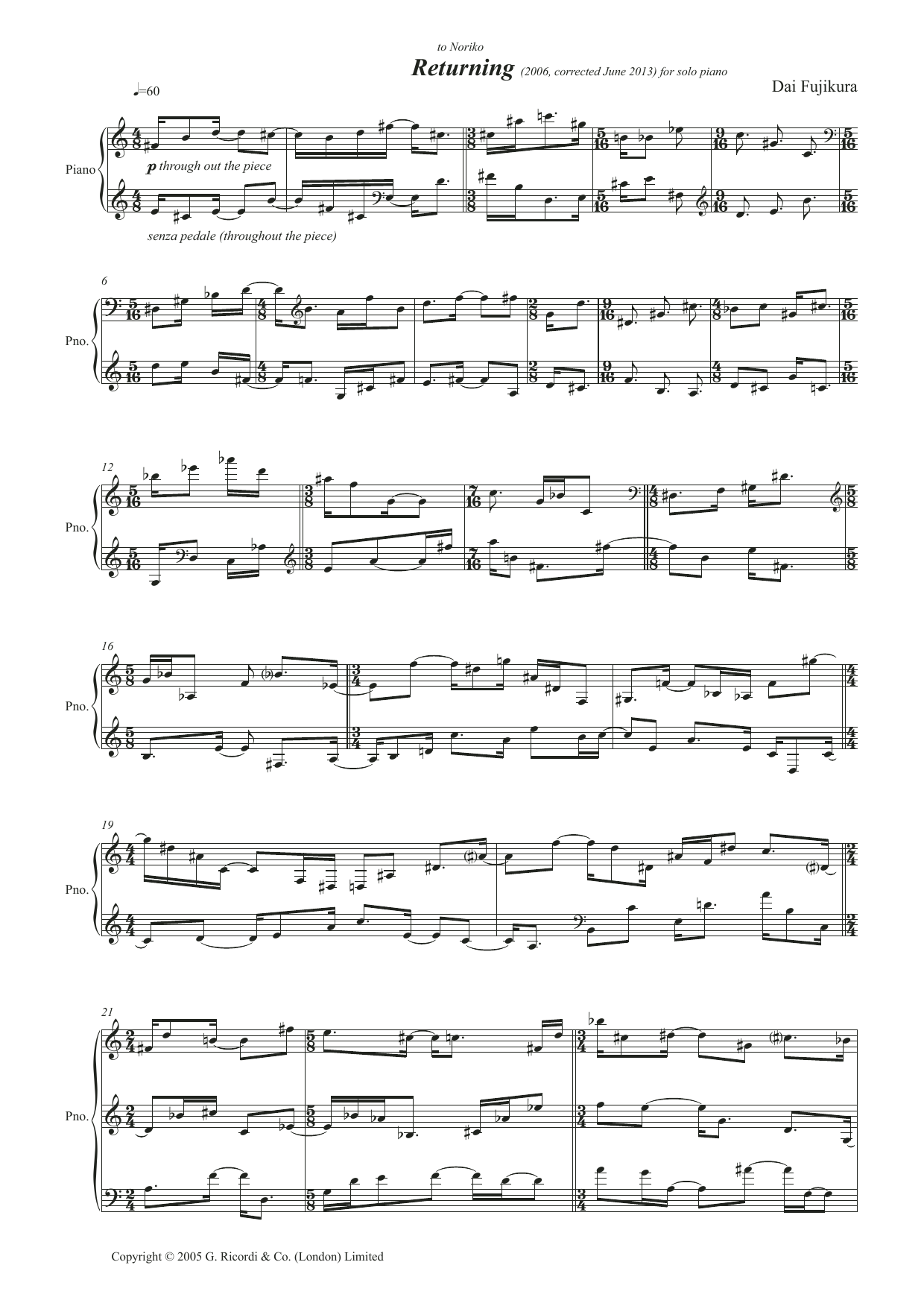 Returning: Piano/Vocal/Guitar Sheet