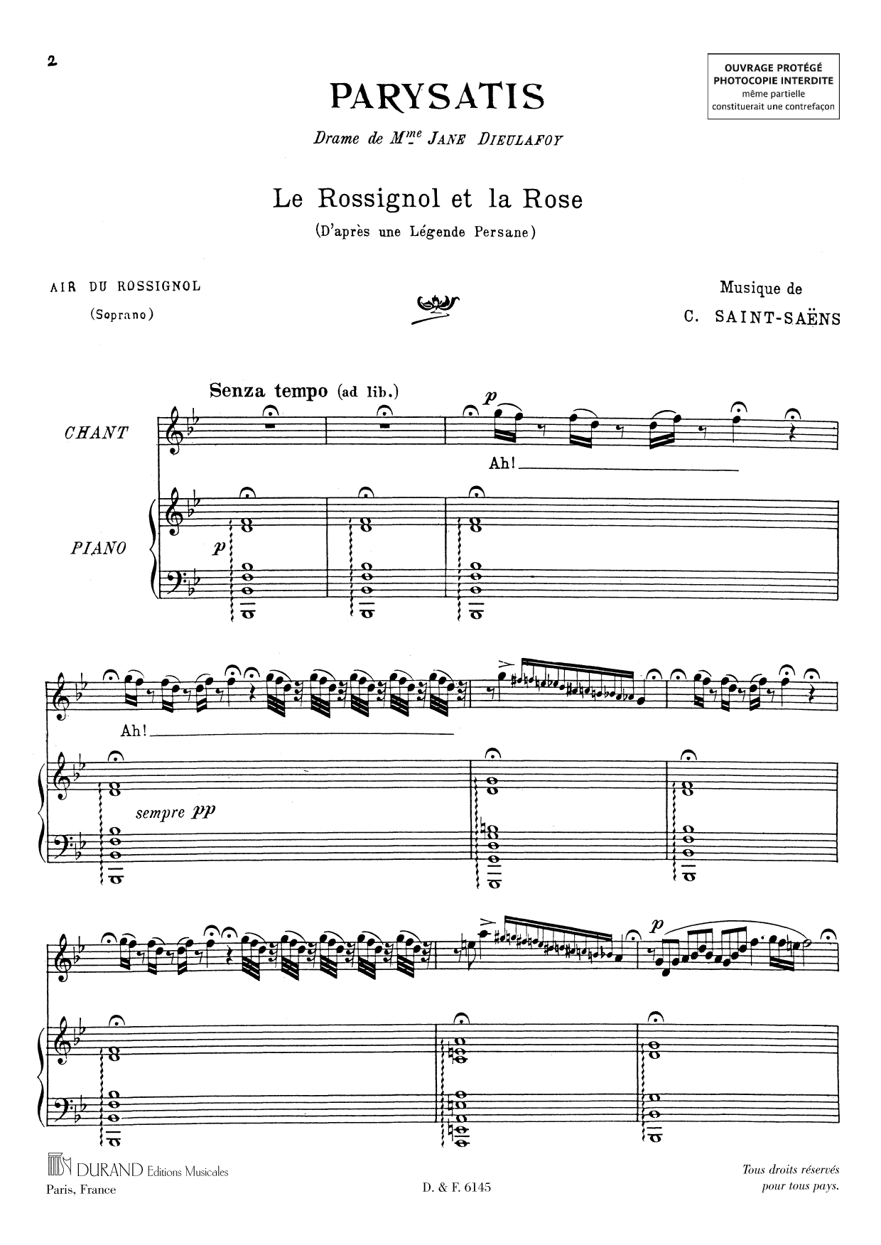 Air Du Rossignol: Piano/Vocal/Guitar Sheet