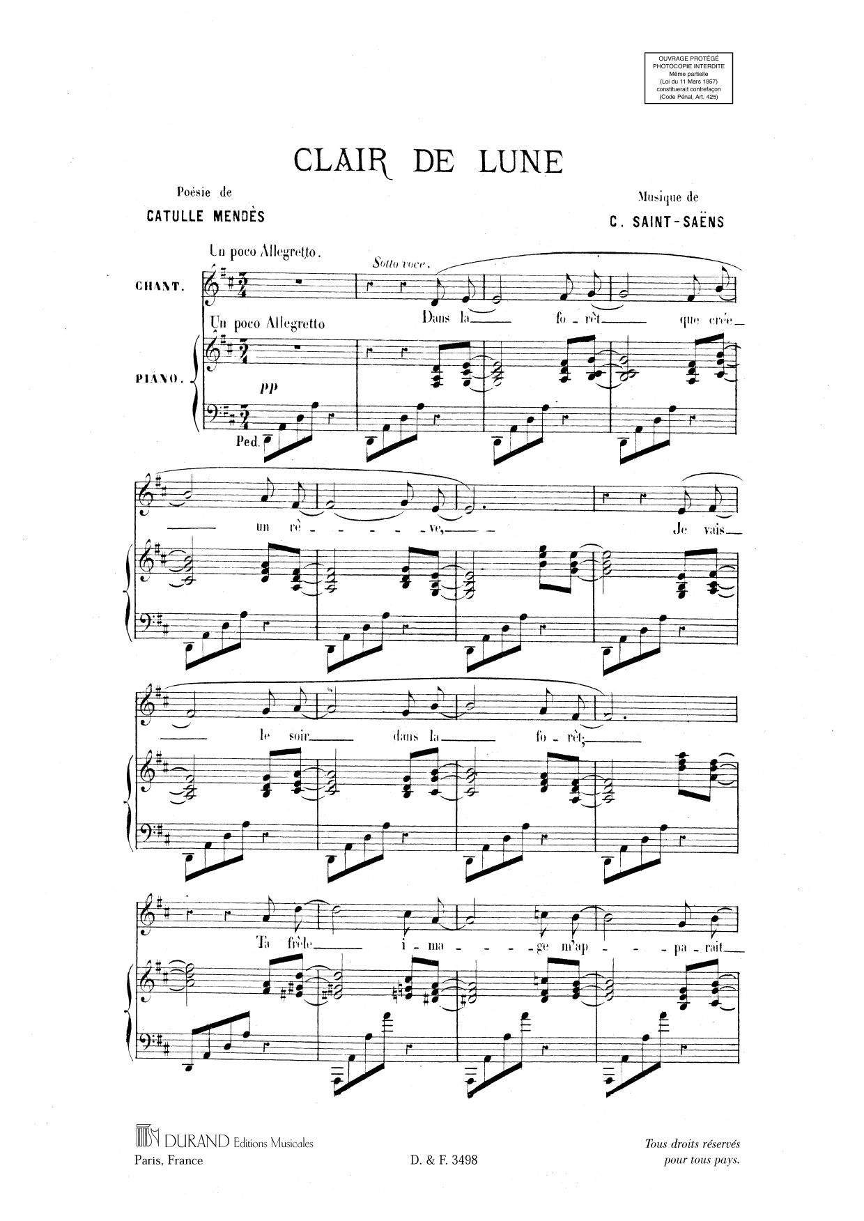 Clair de Lune: Piano Vocal