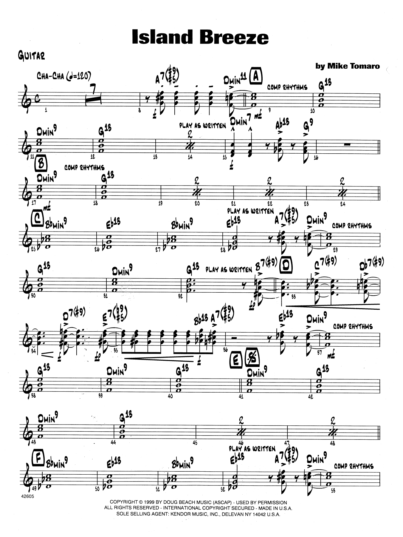 Island Breeze Guitar Sheet Music Mike Tomaro Jazz Ensemble