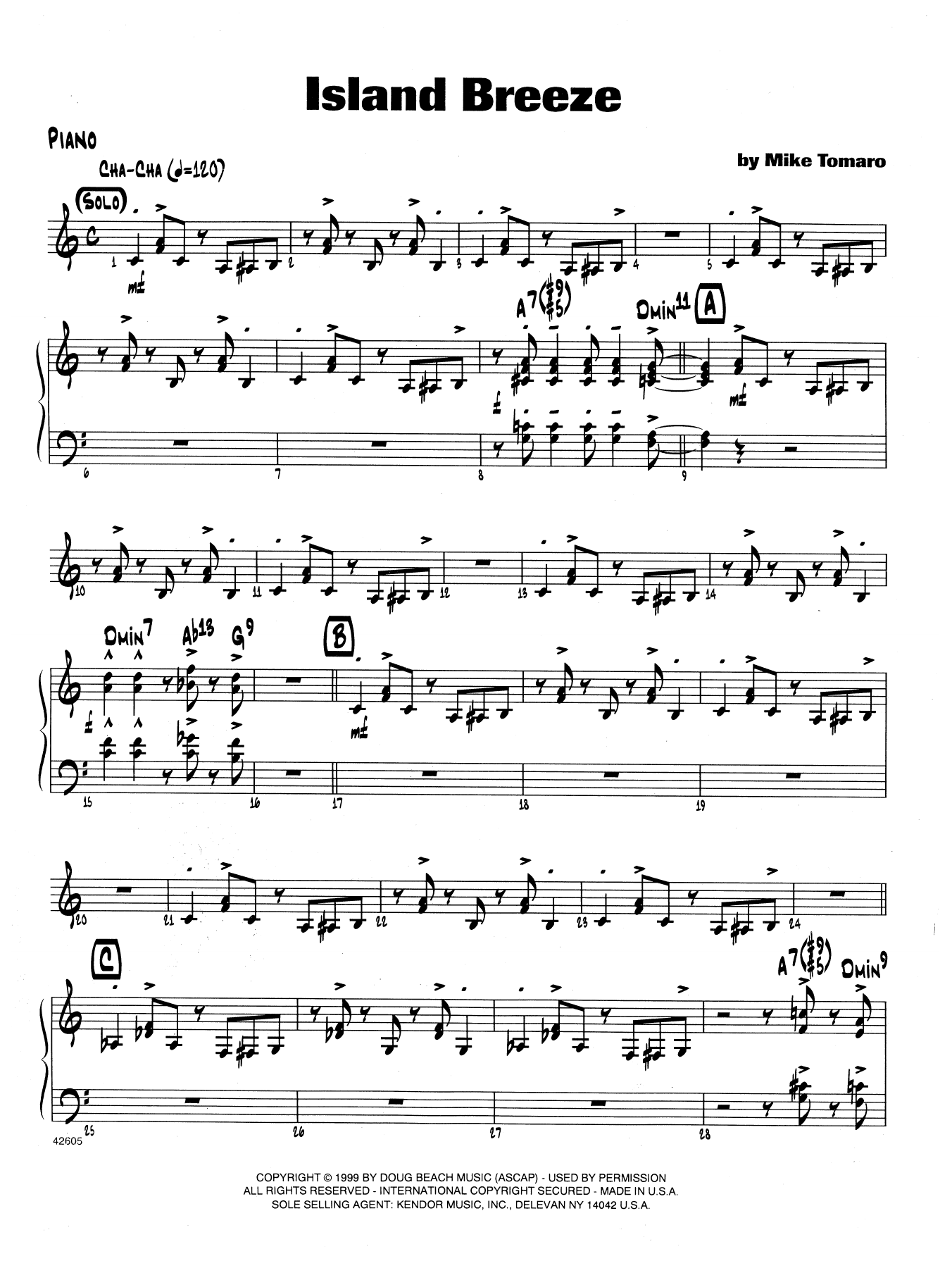 Island Breeze Piano Sheet Music Mike Tomaro Jazz Ensemble