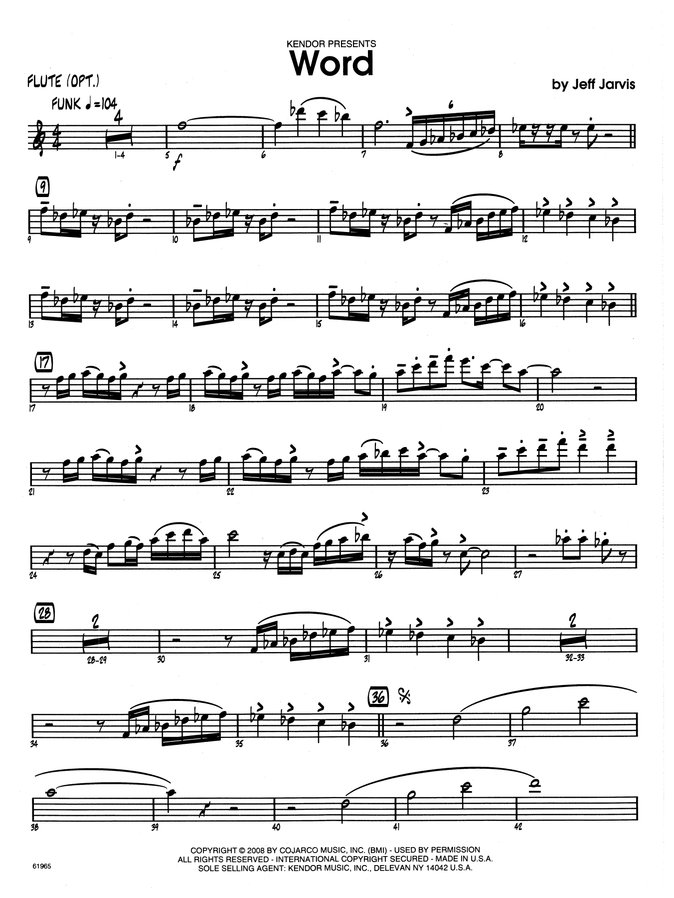 Word Flute Sheet Music Jeff Jarvis Jazz Ensemble