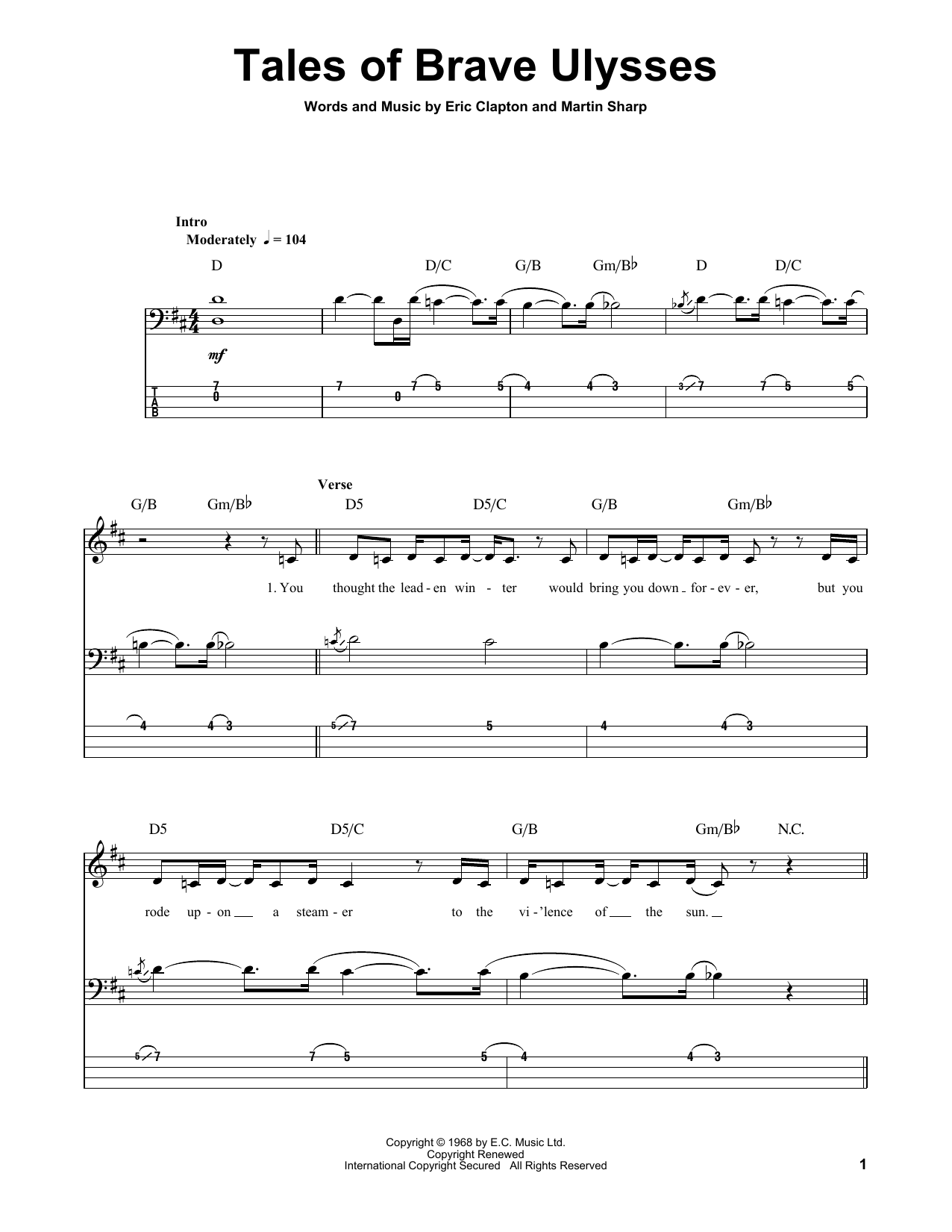 Tales Of Brave Ulysses Digital Sheet Music