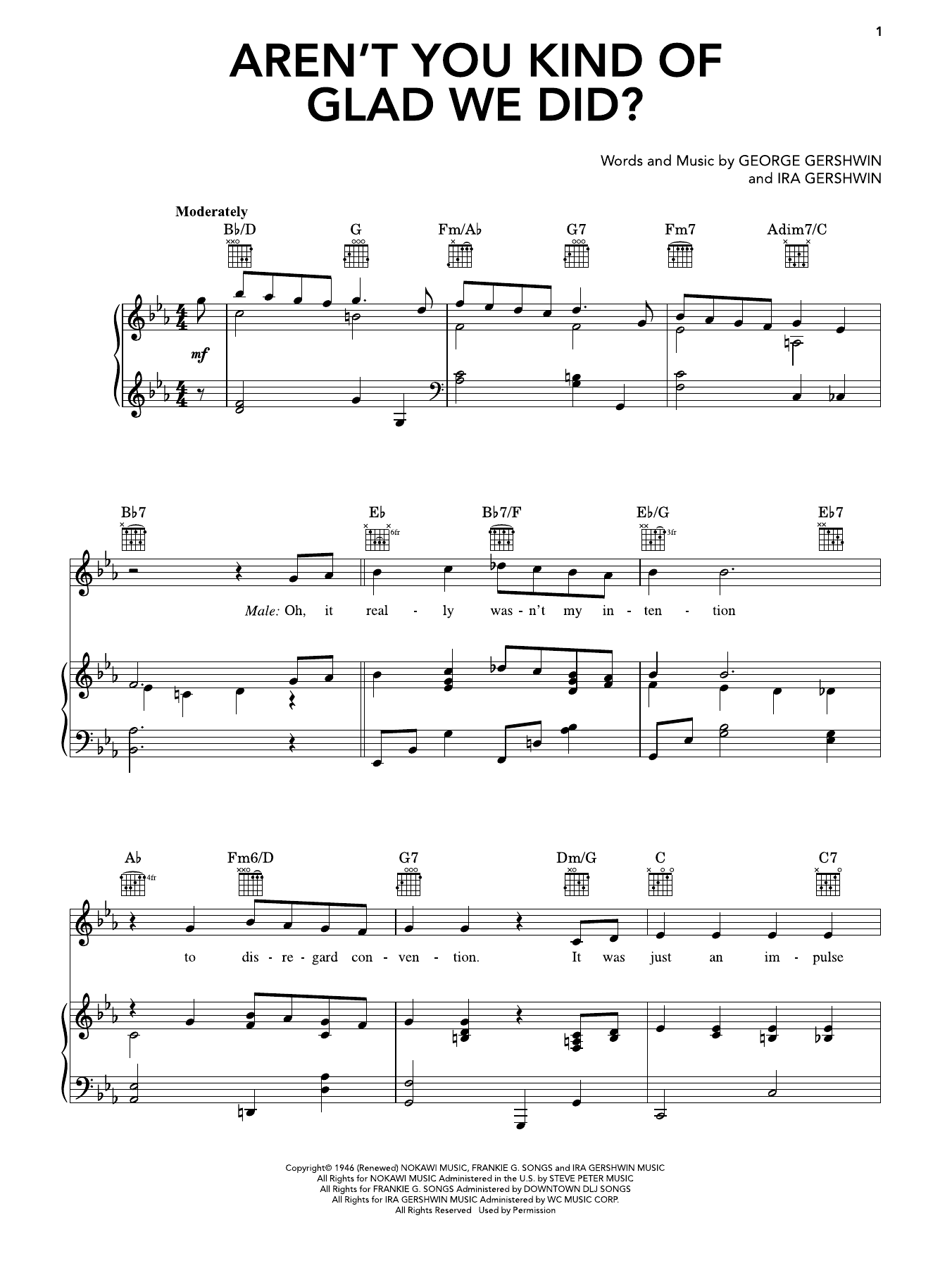 Aren't You Kind Of Glad We Did? (from The Shocking Miss Pilgrim): Piano/Vocal/Guitar Sheet