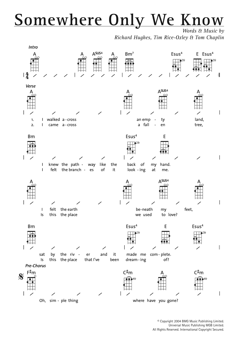 Somewhere Only We Know By Keane Sheet Music For Ukulele Chords Lyrics Somewhere Only We Know By Keane Sheet Music For Ukulele Chords Lyrics