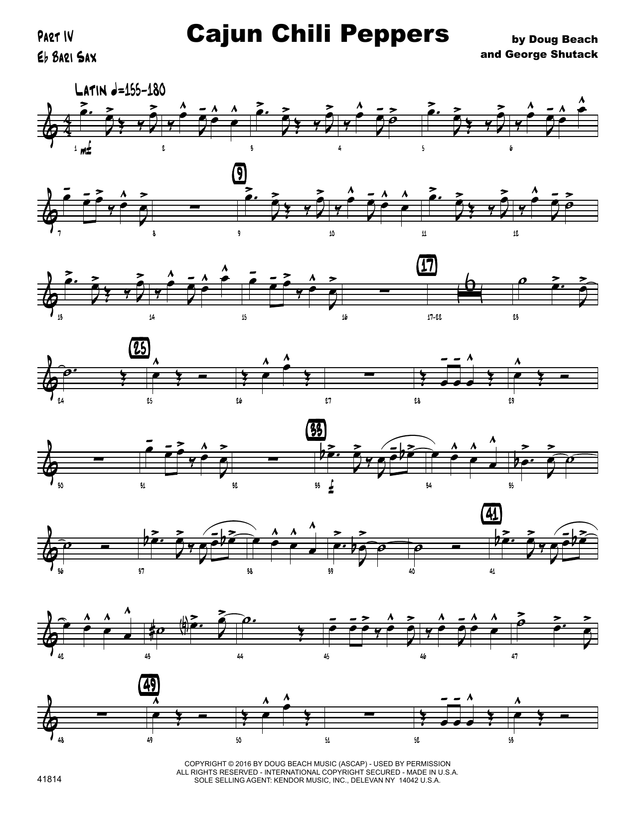 Cajun Chili Peppers Eb Baritone Saxophone Sheet Music Shutack