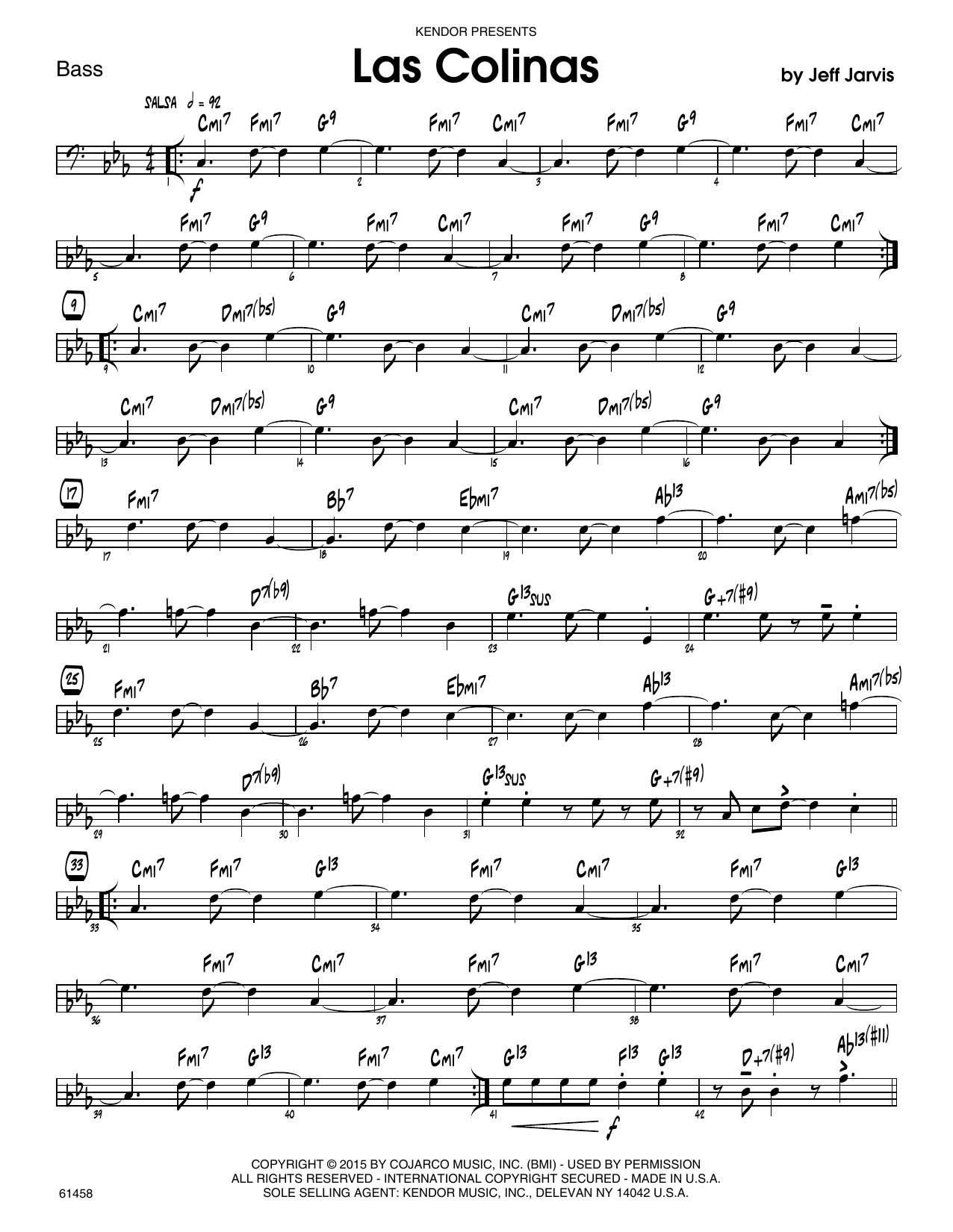Las Colinas Bass Sheet Music Jeff Jarvis Jazz Ensemble