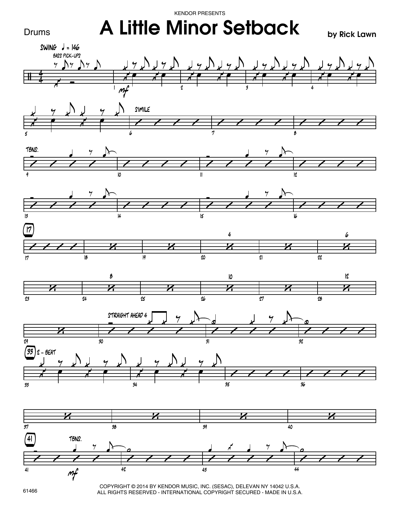 A Little Minor Setback Drum Set Partituras Rick Lawn Agrupación Jazz
