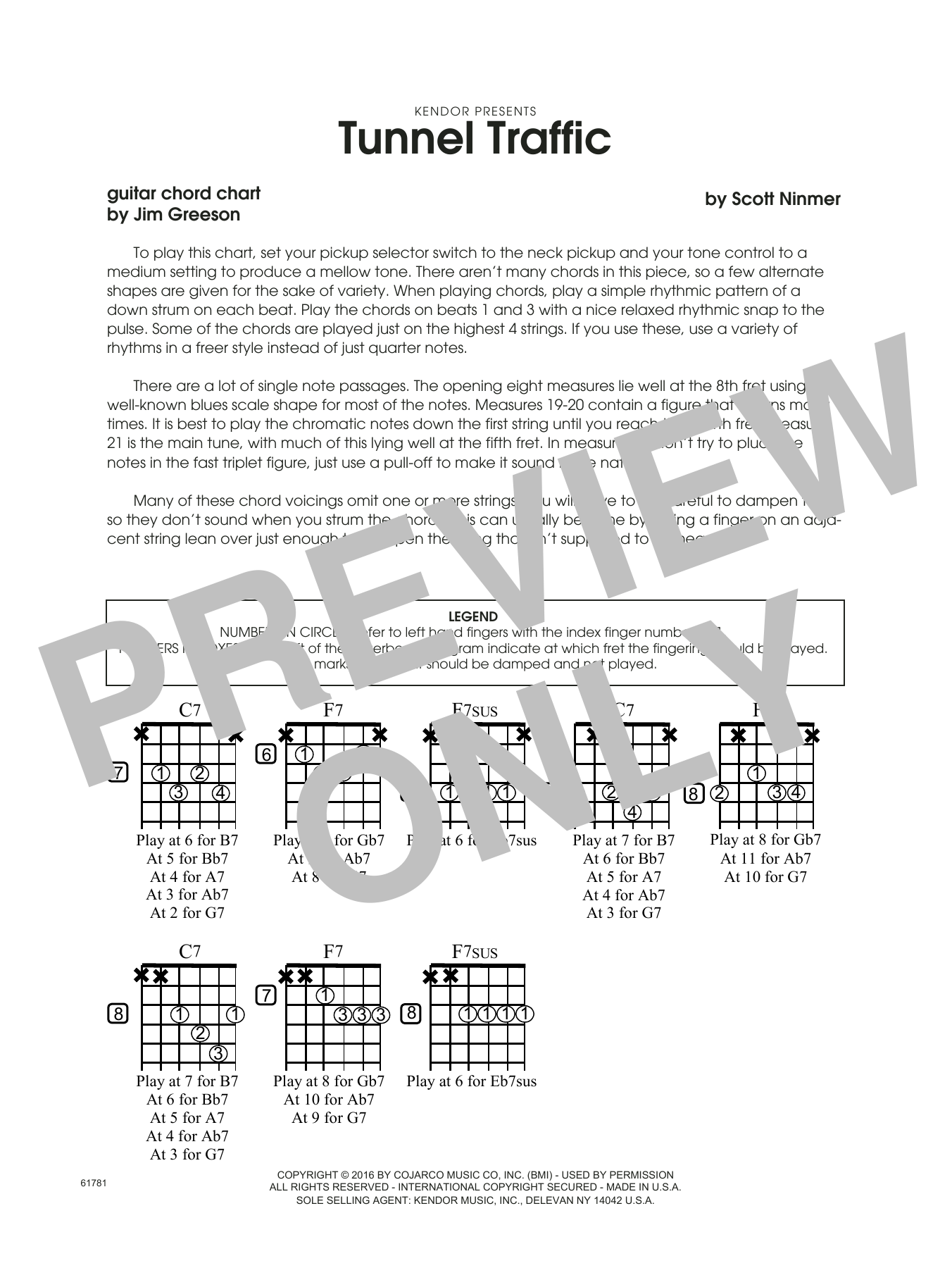 Tunnel Traffic Guitar Chord Chart Sheet Music Ninmer Jazz Ensemble