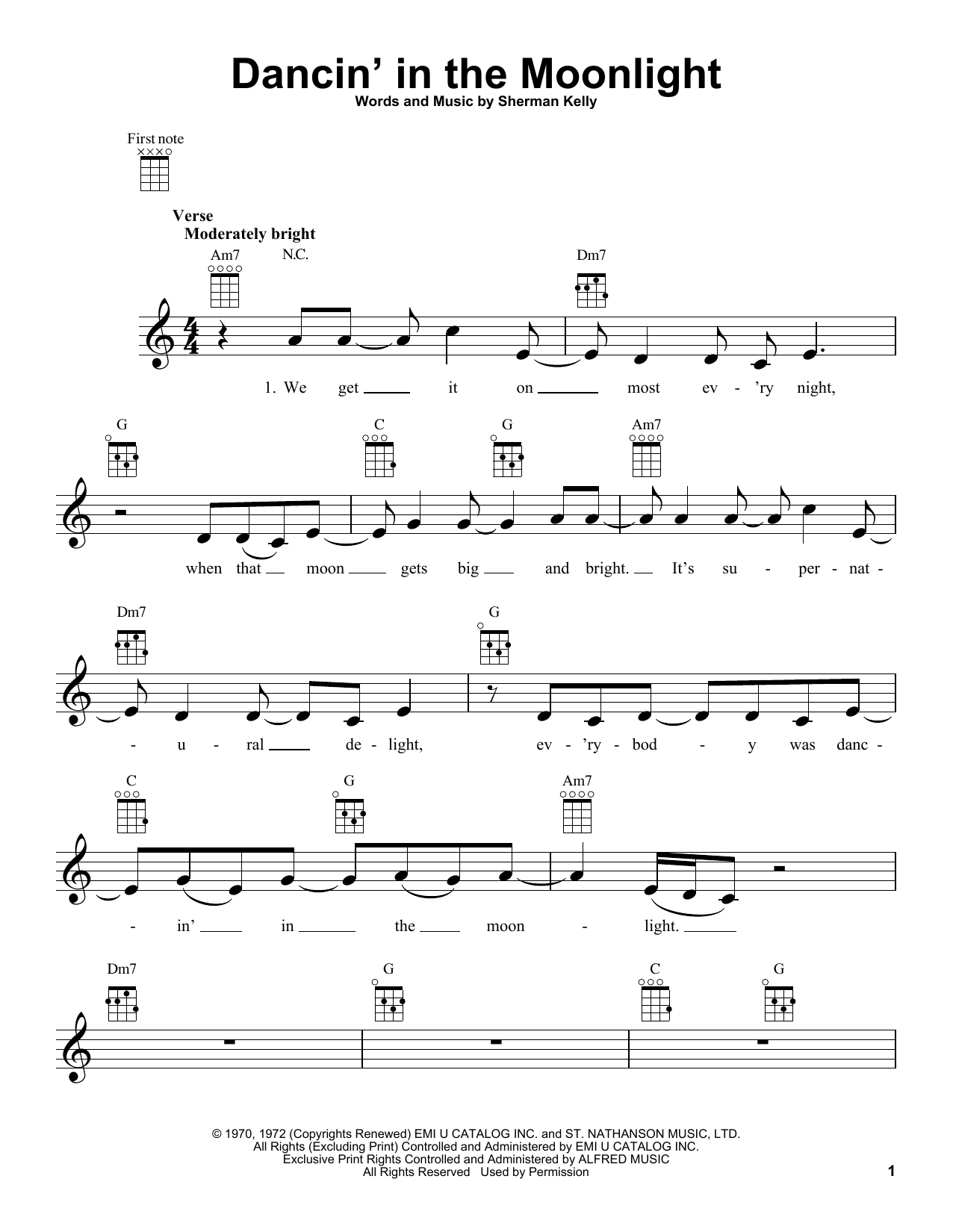 Dancing in the moonlight ukulele