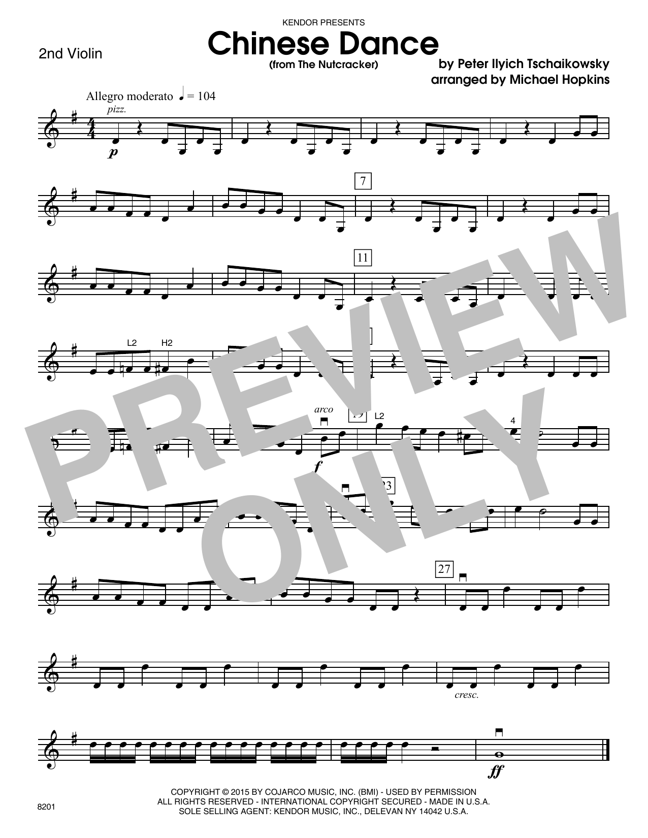 Chinese Dance (from The Nutcracker) 2nd Violin Sheet Music Michael