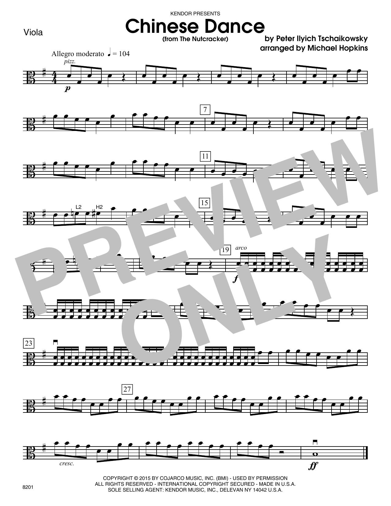 Chinese Dance (from The Nutcracker) Viola Sheet Music Michael