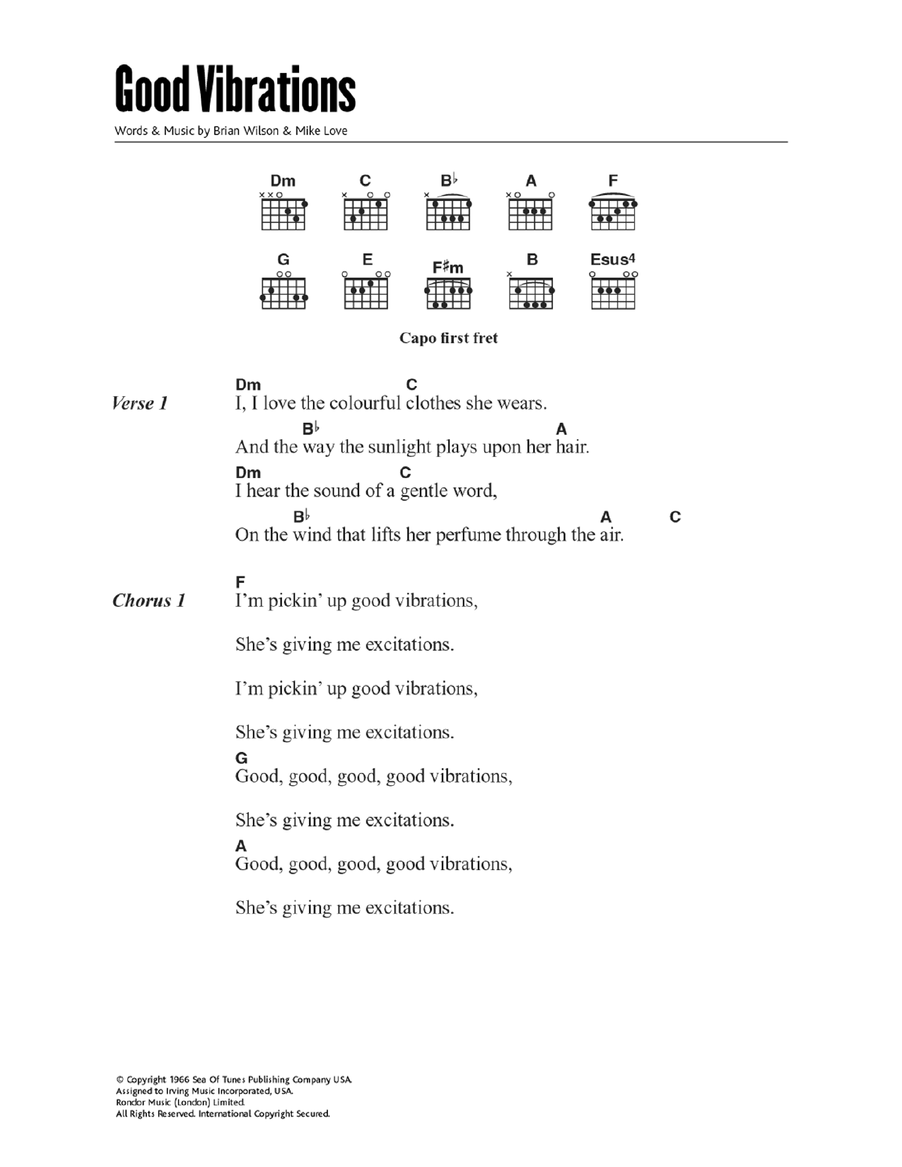 Good Vibrations By The Beach Boys Guitar Chords Lyrics Guitar Good Vibrations By The Beach Boys Guitar Chords Lyrics Guitar